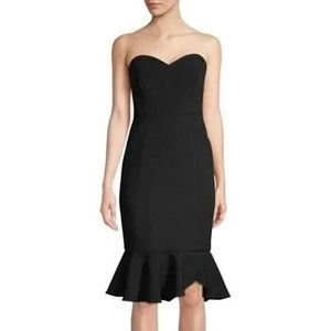 Bcbg maxazria Dress 10 Strapless Sweetheart Black Mermaid Midi Cocktail Prom